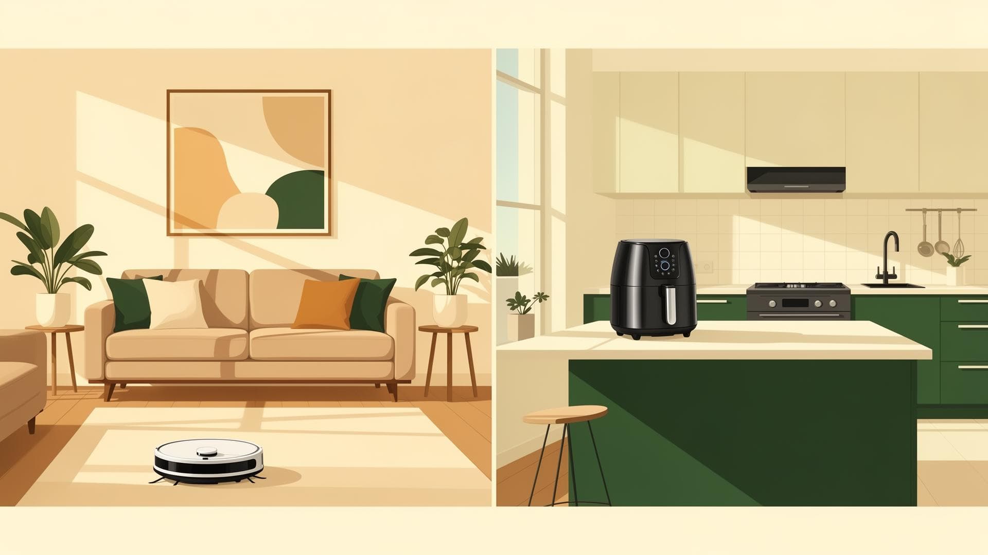 Detailed side-by-side comparison of home appliances in a real family kitchen