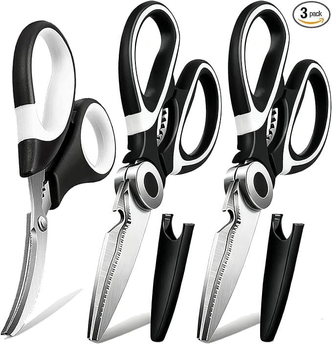 The Triple Bundle: Three high-performance shears with matching protective sheaths for safety.
